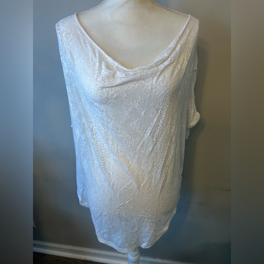 Nation LTD White Sheer Textured Tunic Top